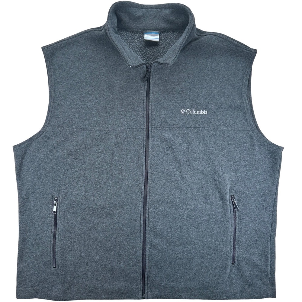 Columbia Fleece Vest Mens XXL Gray Gorpcore Outdoor Hiking Full Zip 2X Layering